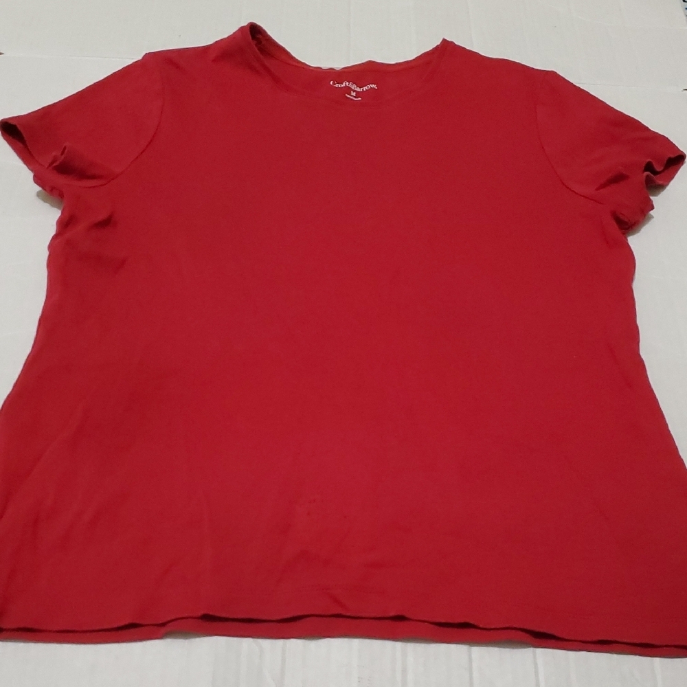 Croft & Barrow Cranberry Red Thick Knit Casual Classic Baby Tee M